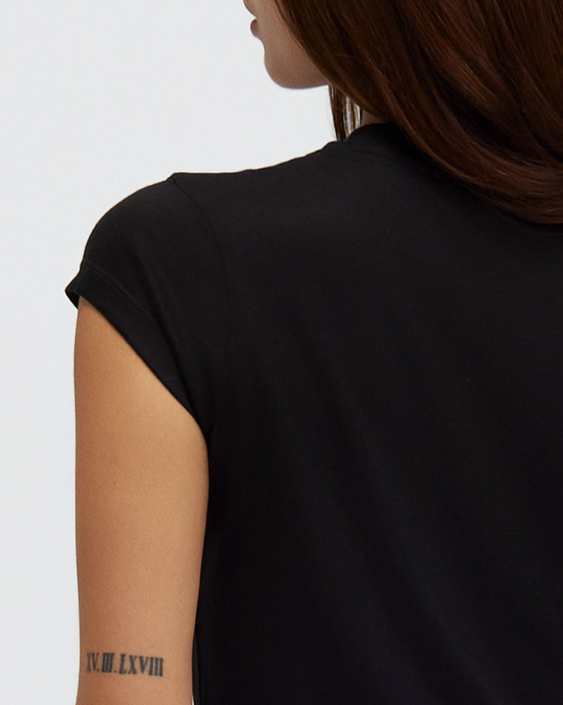 Women Tencel Lyocell Cap Sleeve T-Shirt Black