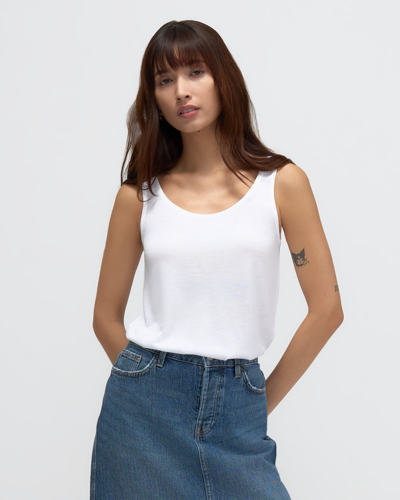 Women Tencel Relaxed Tank White Featured