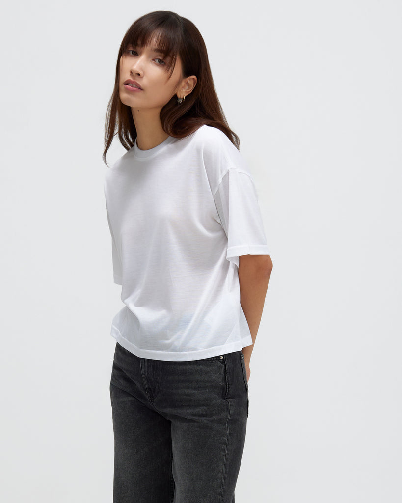 Women Tencel Lyocell Relaxed Tee White 