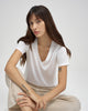 Women Tencel Lyocell V-Neck T-shirt White Featured