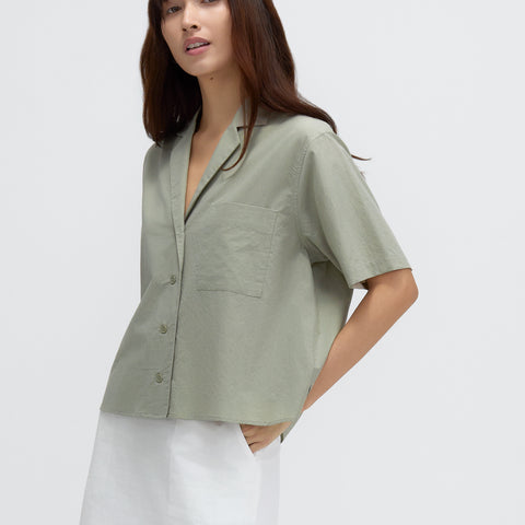 Women's Relaxed Camp Collar Shirt Laurel Green