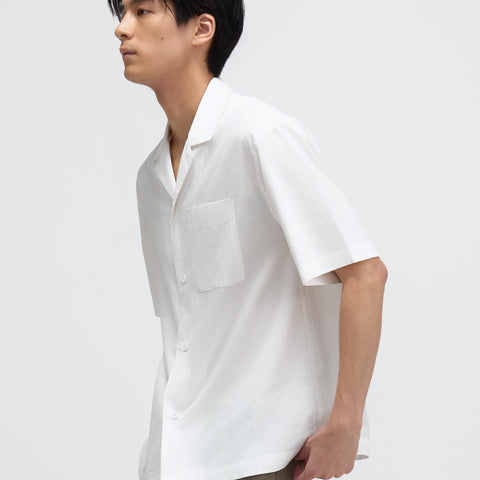 Men's Relaxed Camp Collar Shirt White