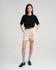 Women Cotton Twill Pleat Short Sandstone