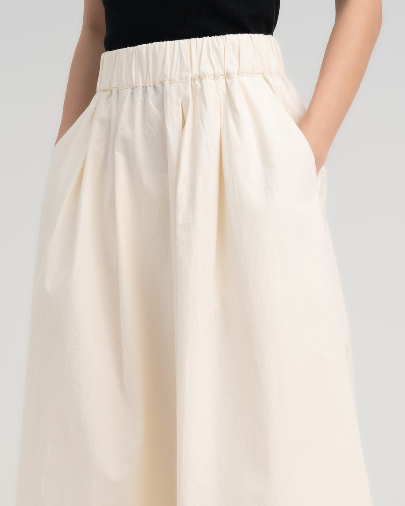 Women Pleated Maxi Skirt Cream