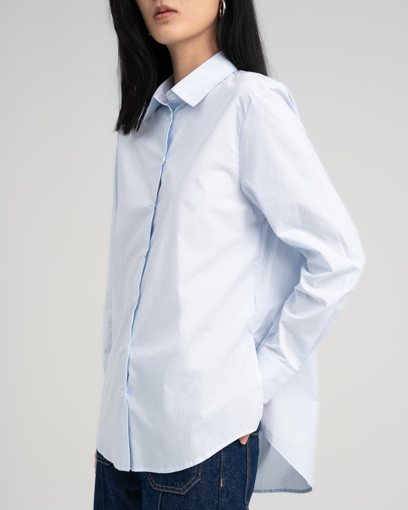 Women Cotton Relaxed Shirt Light Blue