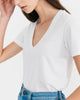 Women Tencel Lyocell V-Neck T-shirt White