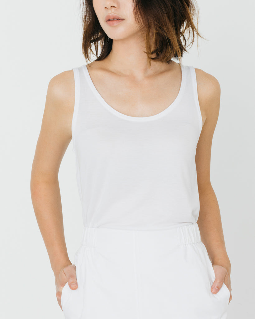 Women Tencel Lyocell Relaxed Tank White