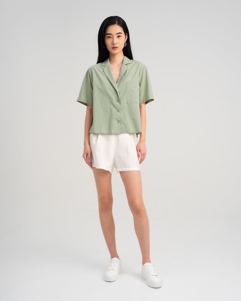 Women's Relaxed Camp Collar Shirt Laurel Green