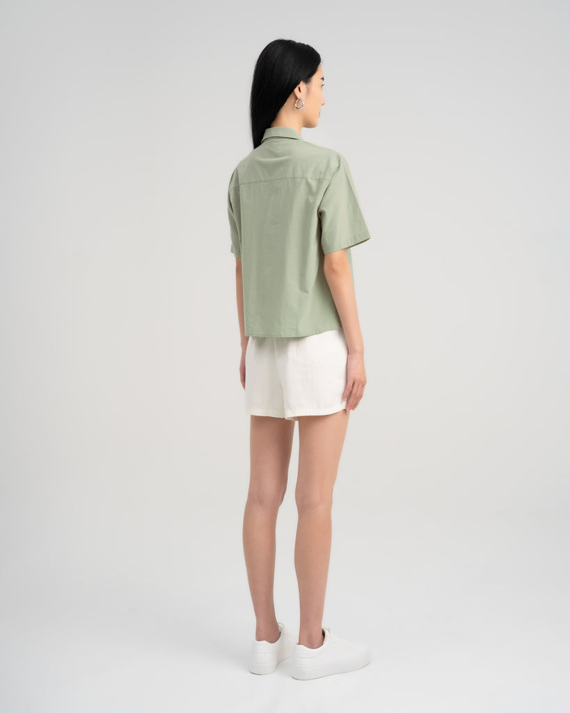 Women's Relaxed Camp Collar Shirt Laurel Green