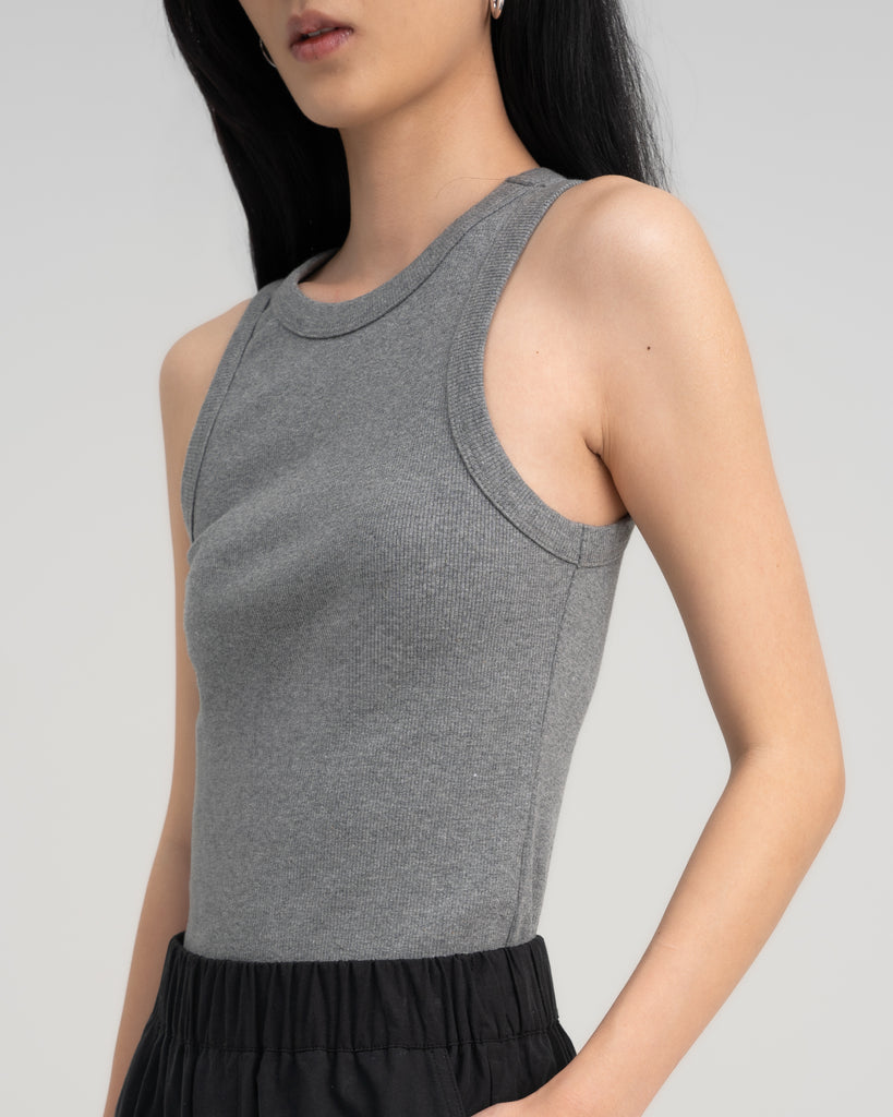 Women Cotton Ribbed Tank Top Grey