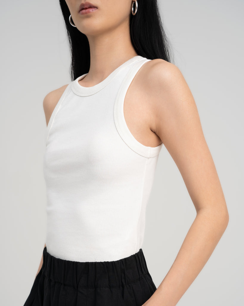 Women Cotton Ribbed Tank Top White